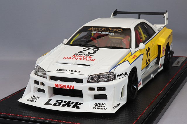 Ignition Model MC-IG2704 1/18 LB-ER34 Super Silhouette Skyline Nichira White/Yellow with Mr Kato Figure and Signed Special Back Sheet LB Planning Edition - image 3