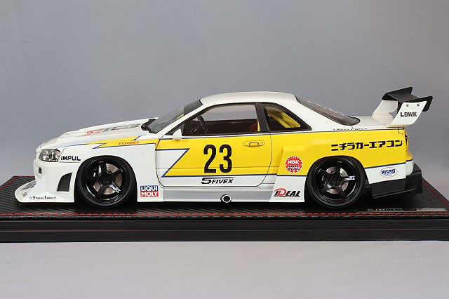 Ignition Model MC-IG2704 1/18 LB-ER34 Super Silhouette Skyline Nichira White/Yellow with Mr Kato Figure and Signed Special Back Sheet LB Planning Edition - image 4
