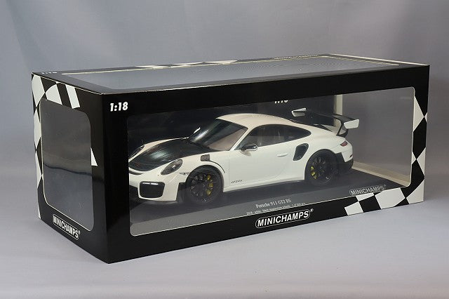 MINICHAMPS MC155068310 1/18 Porsche 911 GT2 RS 2018 in White, model shown inside MINICHAMPS window box