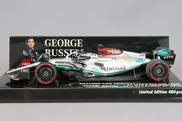 MINICHAMPS MC417223163 1/43 Mercedes-AMG Petronas W13 E Performance 2022 Hungarian GP #63 G. Russell First Pole Position - image 2