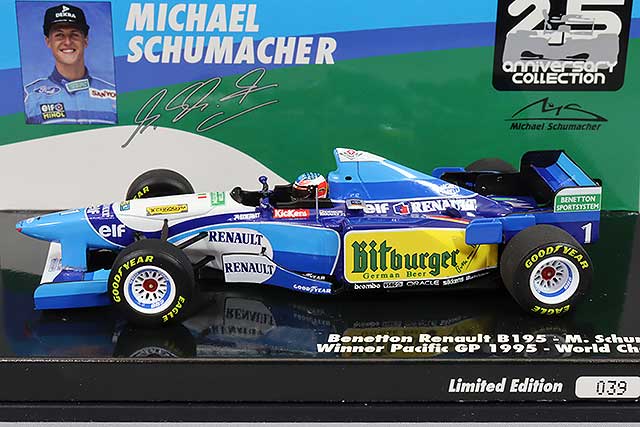 MINICHAMPS MC517951501 1/43 Benetton-Renault B195 1995 Pacific GP Winner #1 M. Schumacher World Champion - image 2