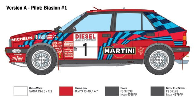 Italeri PL-IT4712JP 1/12 Lancia Delta HF Integrale 16V 1989 Sanremo Rally Winner #1 M. Biasion/T. Siviero or #5 D. Auriol/B. Occelli Plastic Model Kit with Japanese Supplement - image 8