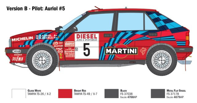 Italeri PL-IT4712JP 1/12 Lancia Delta HF Integrale 16V 1989 Sanremo Rally Winner #1 M. Biasion/T. Siviero or #5 D. Auriol/B. Occelli Plastic Model Kit with Japanese Supplement - image 9
