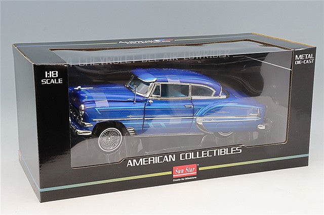 Sun Star SS1721 1/18 Chevrolet Bel Air Hardtop Coupe Lowrider 1954 Blue with Working Suspension - image 10