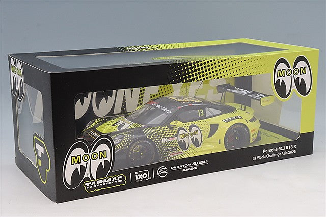 Tarmac Works T1800825FUJ13 1/18 Porsche 911 GT3R Mooneyes #13, model shown inside Mooneyes window box