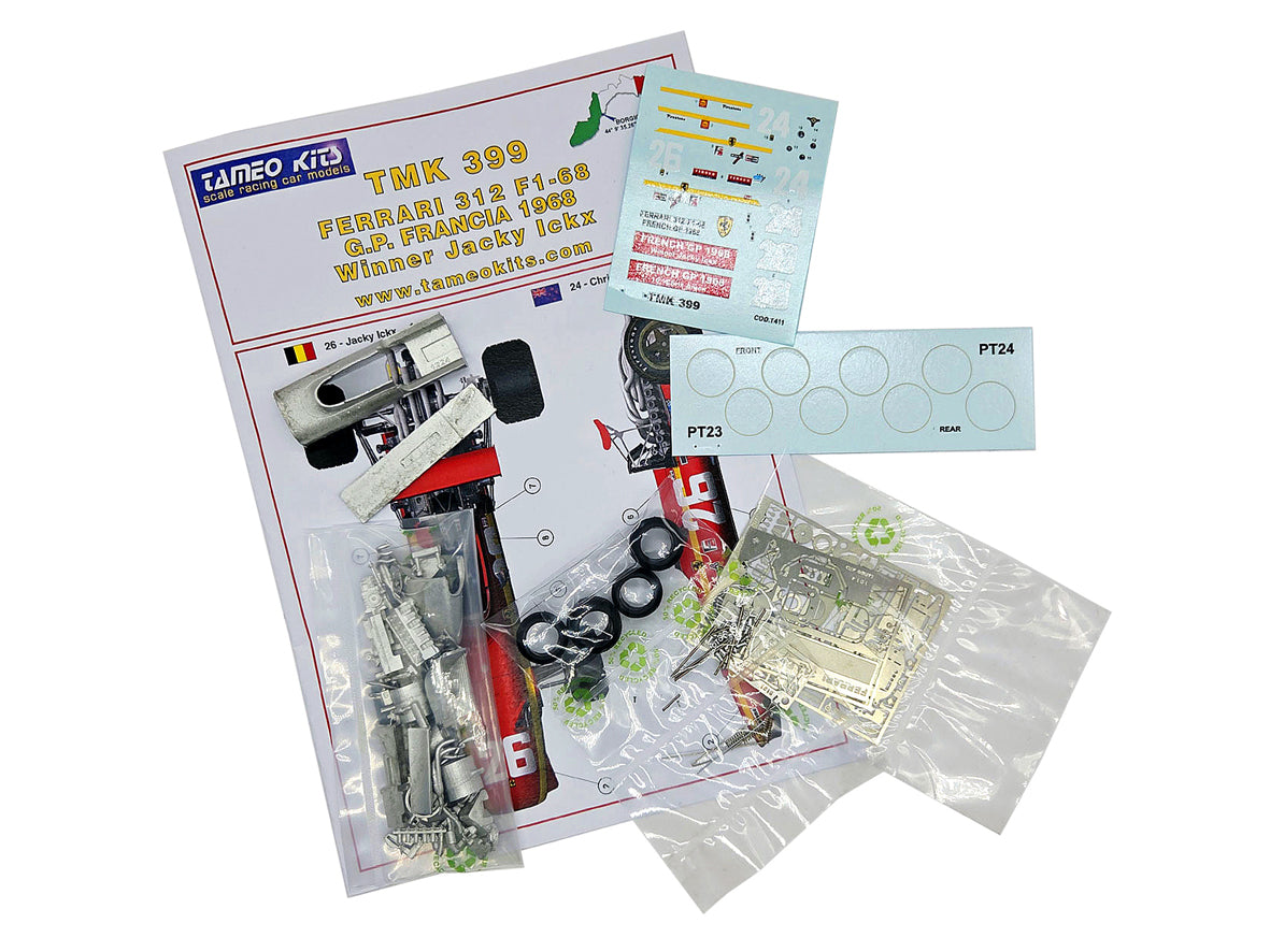 Tameo TMK399 1/43 Ferrari 312 F1 French GP 1968 J.Ickx /C.Amon Metal Model Kit - image 1
