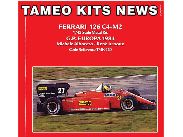 Tameo TMK420 1/43 Ferrari 126C4-M2 European GP 1984 Alboreto /Arnoux Metal Model Kit - image 1