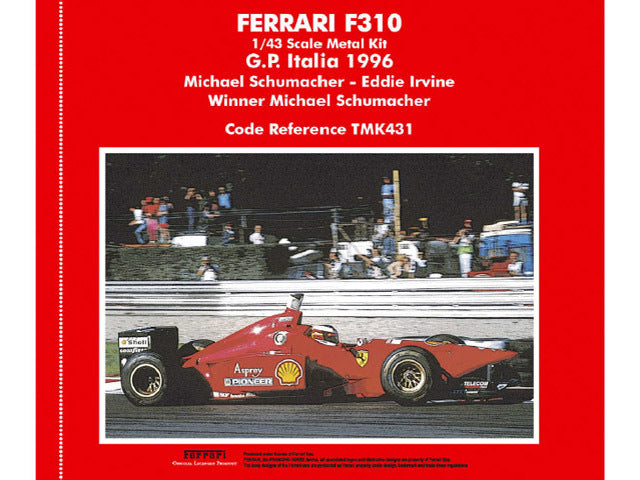 Tameo TMK431 1/43 Ferrari F310 Italian GP 1996 Schumacher /Irvine Metal Model Kit - image 1