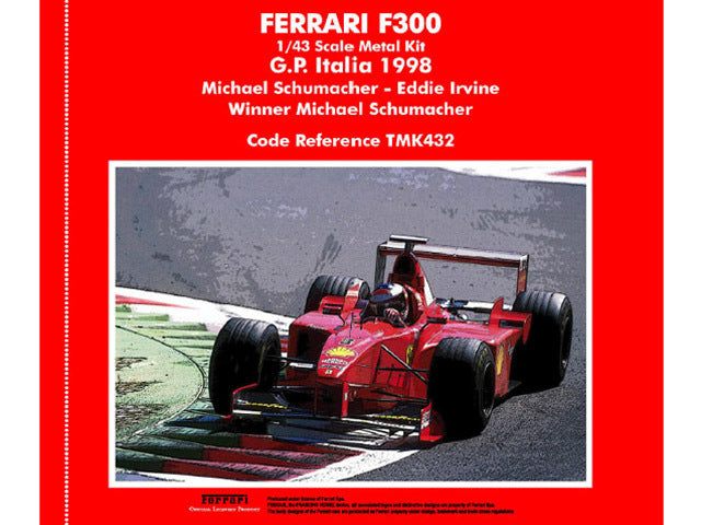 Tameo TMK432 1/43 Ferrari F300 Italian GP 1998 Schumacher /Irvine Metal Model Kit - image 2
