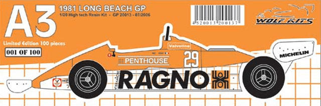 Wolf Models GP20013 1/20 Arrows A3 Long BeachGP 1981 RAGNO n.29 Resin Model Kit - image 7