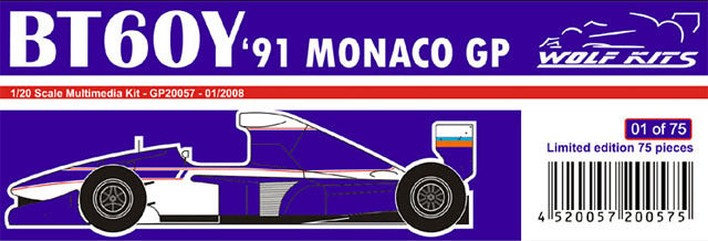 Wolf Models GP20057 1/20 Brabham BT60Y 1991 Monaco GP Resin Model Kit - image 5