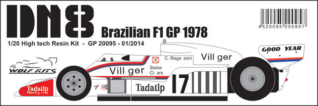Wolf Models GP20095 1/20 Shadow DN8 Brazilian GP 1978 H.Stuck /C.Regazzoni Resin Model Kit - image 5