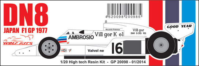 Wolf Models GP20098 1/20 Shadow DN8 Japanese GP 1977 R. Patrese Resin Model Kit - image 4