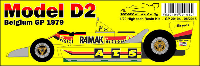 Wolf Models GP20104 1/20 ATS D2 Belgian GP 1979 H.J.Stuck Resin Model Kit - image 4