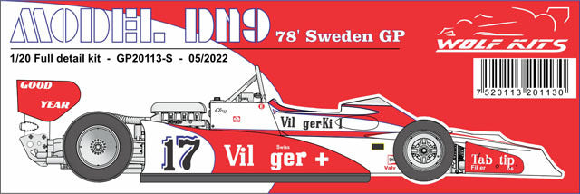 Wolf Models GP20113 1/20 Shadow DN9 1978 Swedish GP - Clay Regazzoni Resin Model Kit - image 6