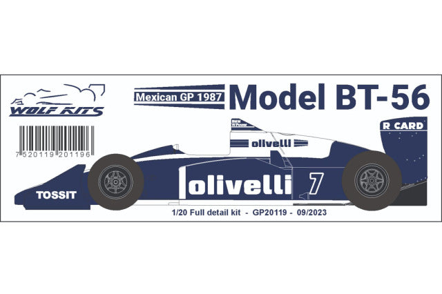 Wolf Models GP20119 1/20 Brabham BT56 Mexican GP 1987 Resin Model Kit - image 5