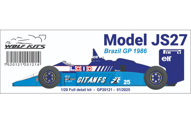 Wolf Models GP20121 1/20 Ligier JS27 Brazilian GP 1986 R.Arnoux / J.Laffite Resin Model Kit - image 8